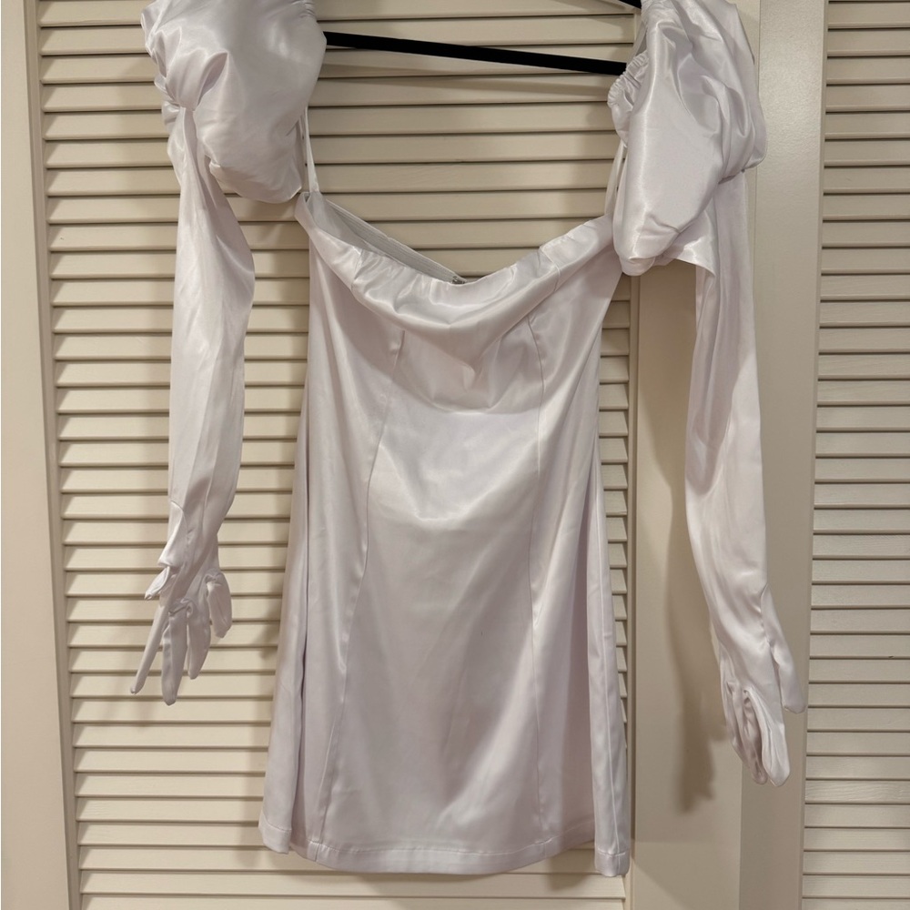 Elegant White Satin Dress